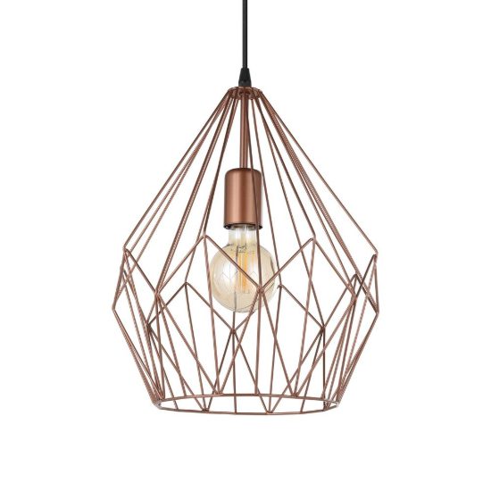 Eglo carlton lampadario moderno per ingresso goccia rame a sospensione 31cm