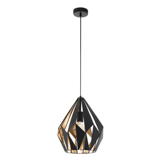 Eglo carlton 1 lampadario a sospensione 31cm goccia nero oro per ingresso