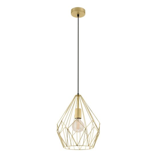 Eglo carlton lampadario moderno a sospensione goccia oro a gabbia per ingresso 31cm