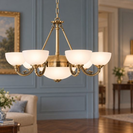 Eglo savoy lampadario 8 luci 74cm per salotto rotondo brunito