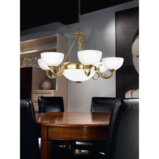 Eglo savoy lampadario 8 luci 74cm per salotto rotondo brunito