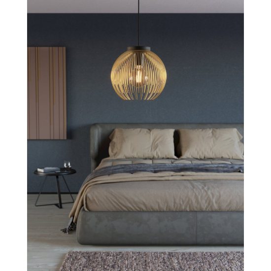 Eglo venezuela lampada a sospensione 24cm per camera da letto sfera nero e oro