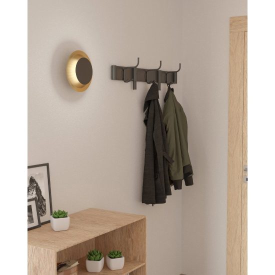 Eglo tocina applique rotonda nero e ottone spazzolato per ingresso led 11w 3000k 24cm