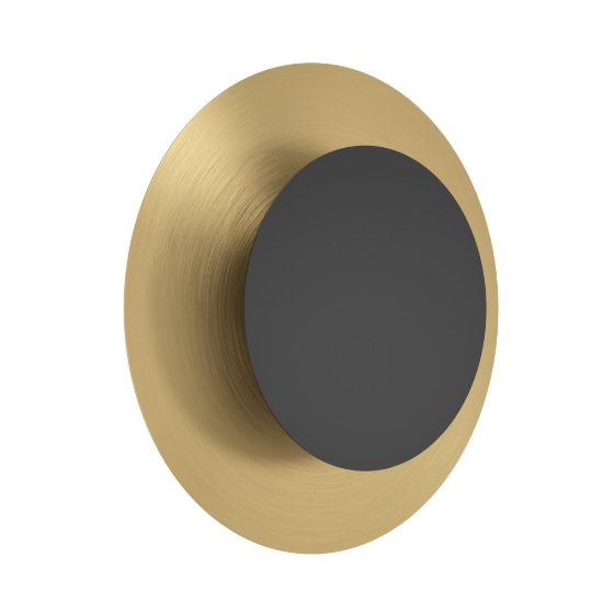 Eglo tocina applique rotonda nero e ottone spazzolato per ingresso led 11w 3000k 24cm