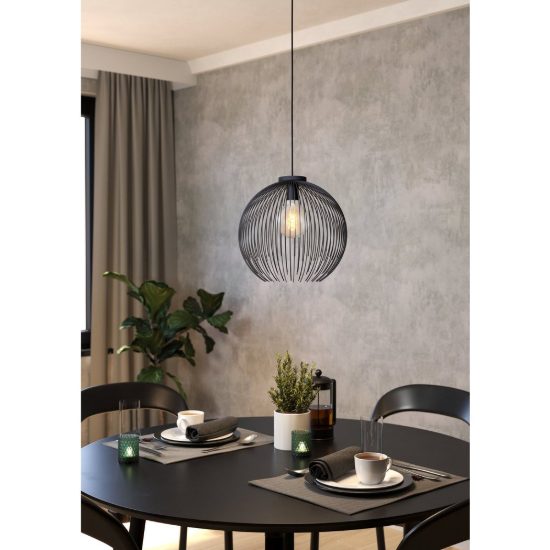 Eglo venezuela lampadario moderno per ingresso sfera nero a sospensione 40cm