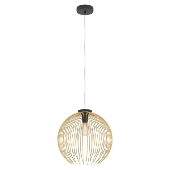 Eglo venezuela lampadario a sospensione 40cm sfera nero e oro per ingresso