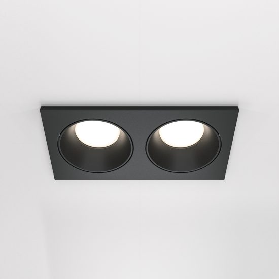 Zoom maytoni faretto rettangolare nero da incasso doppio ip65 gu10