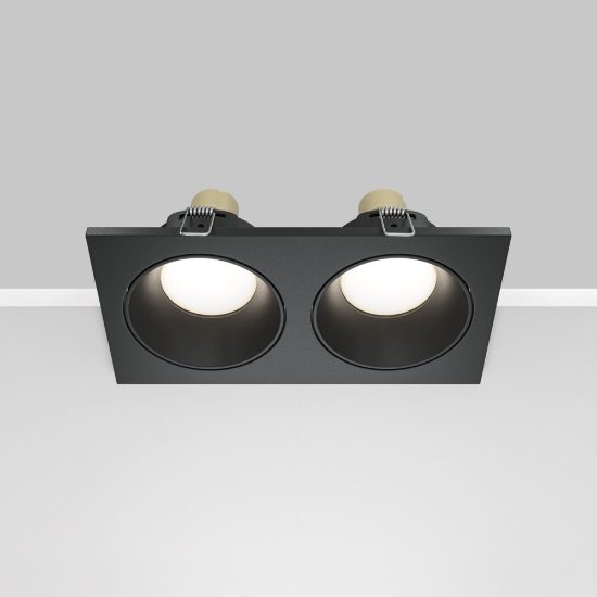 Zoom maytoni faretto rettangolare nero da incasso doppio ip65 gu10