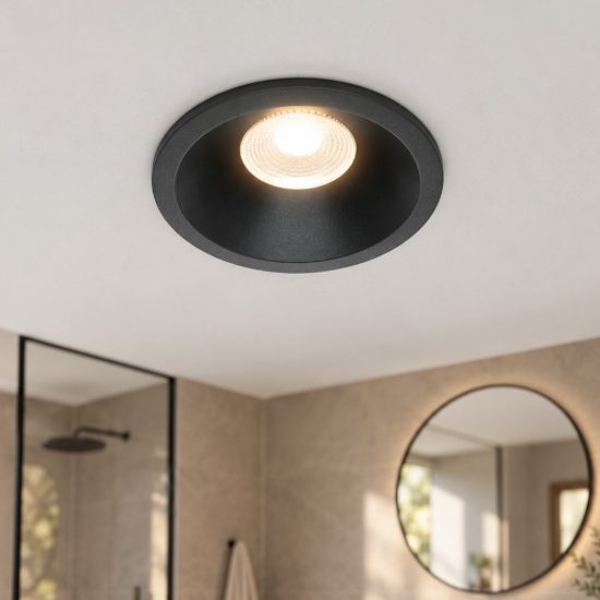 Zoom maytoni faretto da incasso per bagno nero led 6w 3000k dimmerabile