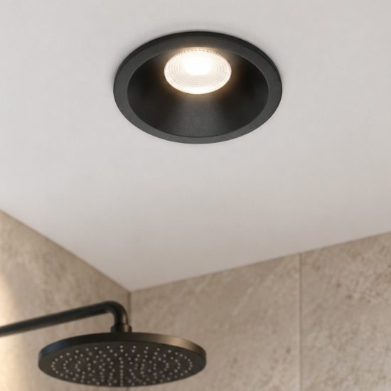 Maytoni zoom faretto da incasso per doccia nero led 6w 4000k dimmerabile