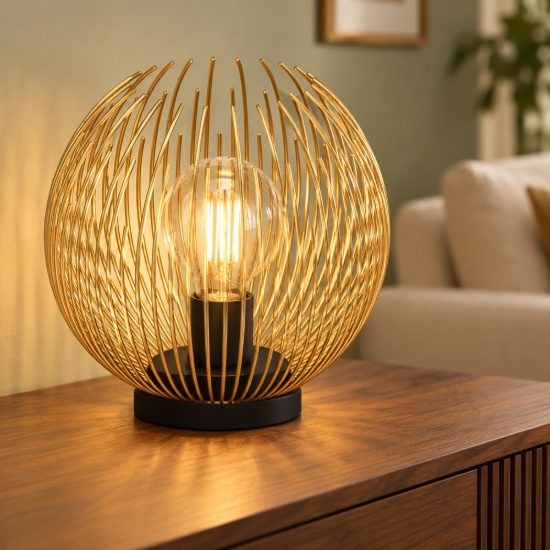 Eglo venezuela abat-jour per camera da letto sfera nero oro