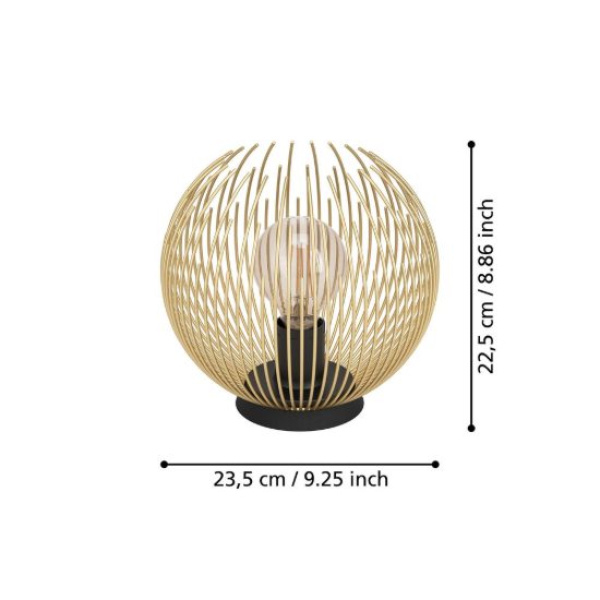 Eglo venezuela abat-jour per camera da letto sfera nero oro