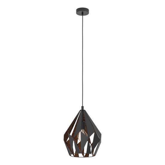 Eglo carlton 1 lampadario a sospensione 31cm nero e rame per sala da pranzo
