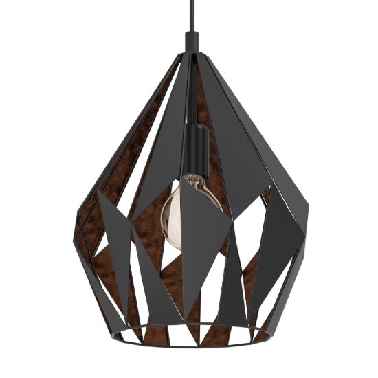 Eglo carlton 1 lampadario a sospensione 31cm nero e rame per sala da pranzo