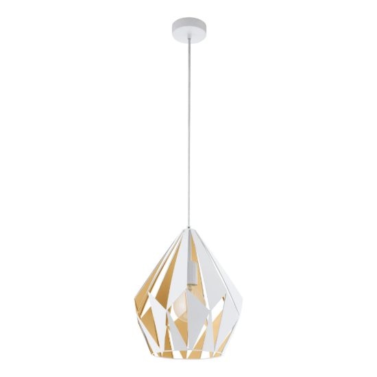 Eglo carlton 1 lampadario a sospensione goccia bianco e oro miele 31cm per sala da pranzo