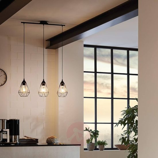 Lampadario  per penisola cucina nero tre luci fuori prod