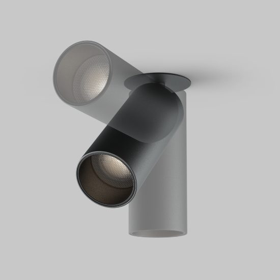 Maytoni focus led faretto per cucina nero da semincasso led 12w 3000k orientabile