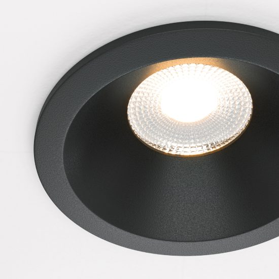 Zoom maytoni faretto per bagno doccia nero da incasso led 3000k dimmerabile ip65