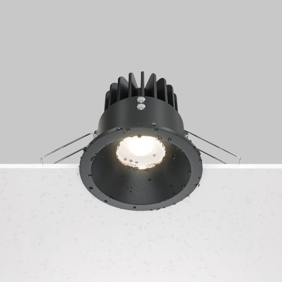 Zoom maytoni faretto per bagno doccia nero da incasso led 3000k dimmerabile ip65