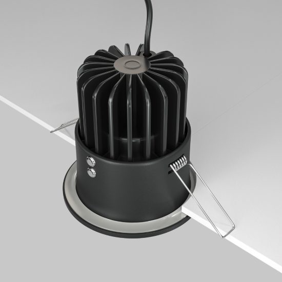 Zoom maytoni faretto per bagno doccia nero da incasso led 3000k dimmerabile ip65