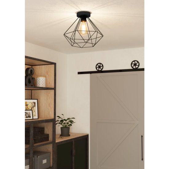 Eglo tarbes plafoniera industriale nera 33cm