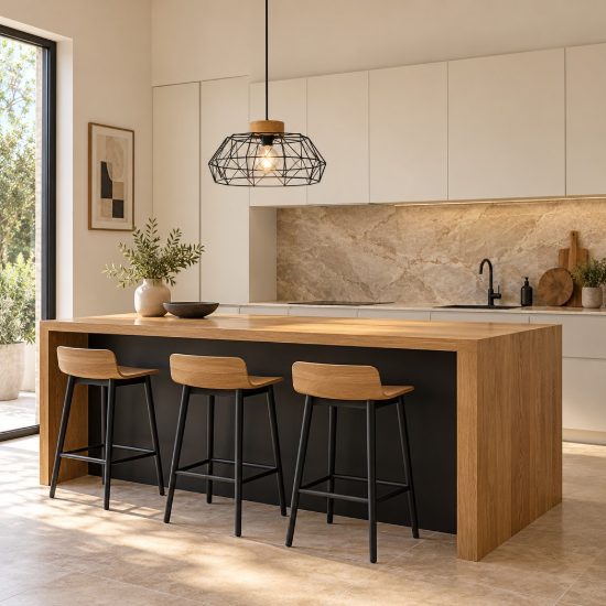 Eglo padstow lampadario a sospensione industriale nero naturale per soggiorno 46cm