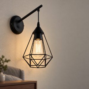 Eglo tarbes applique per camera da letto goccia nera da parete 16cm