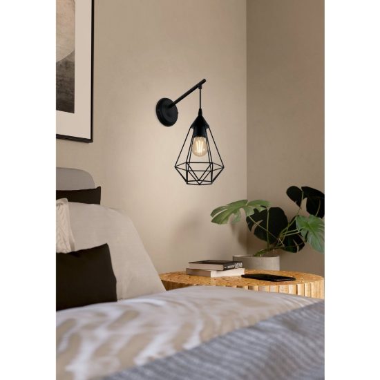 Eglo tarbes applique per camera da letto goccia nera da parete 16cm