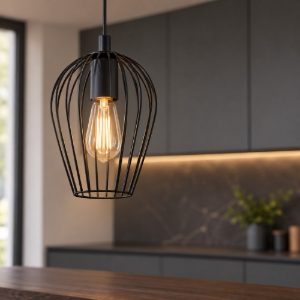 Eglo newtown lampada industriale per cucina goccia nera a sospensione 16cm