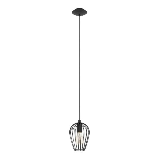 Eglo newtown lampada industriale per cucina goccia nera a sospensione 16cm