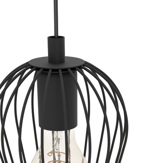 Eglo newtown lampadario per cucina lineare nero a sospensione 3 luci 70cm