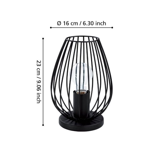 Eglo newtown abat-jour per camera da letto industriale goccia nera