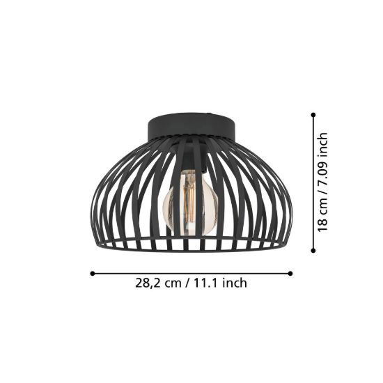 Eglo mogano 3 plafoniera per soggiorno industriale nera 28cm