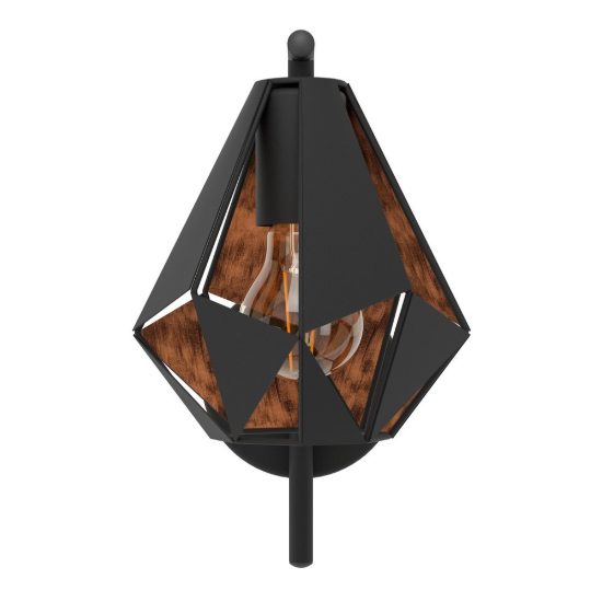 Eglo carlton 4 applique goccia nero e rame invecchiato per soggiorno 16cm