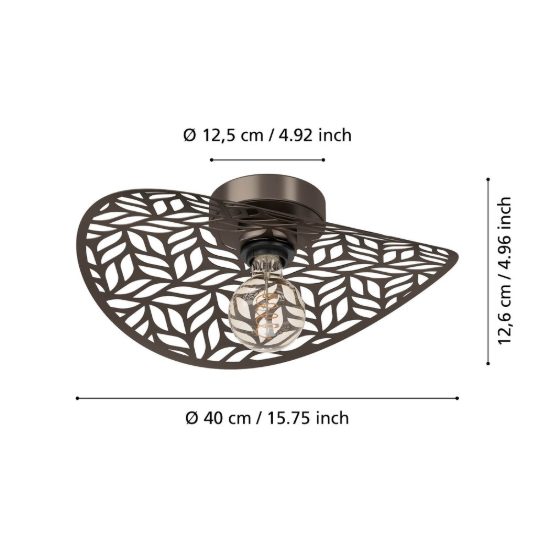 Eglo swaby plafoniera per soggiorno moderna bronzo 40cm
