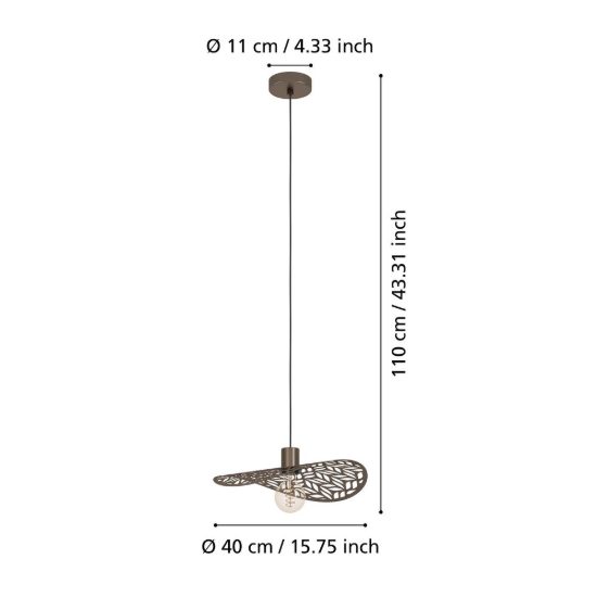 Eglo swaby lampadario moderno a sospensione rotondo bronzo per ingresso 40cm