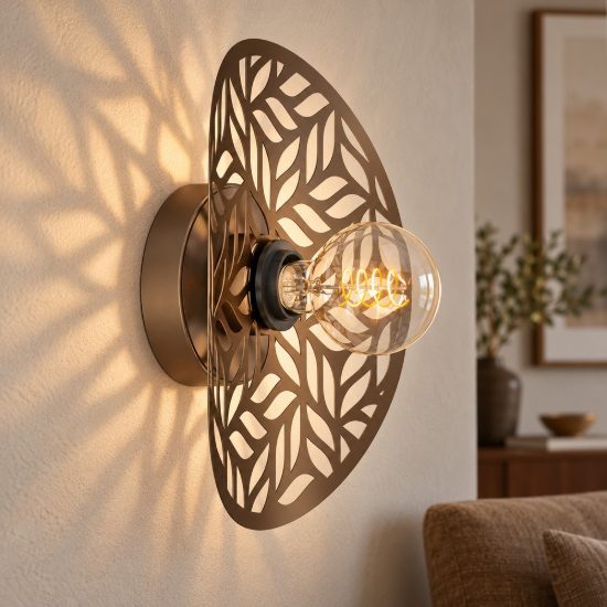 Eglo swaby applique moderna da parete rotonda bronzo per soggiorno 30cm