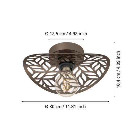 Eglo swaby applique moderna da parete rotonda bronzo per soggiorno 30cm
