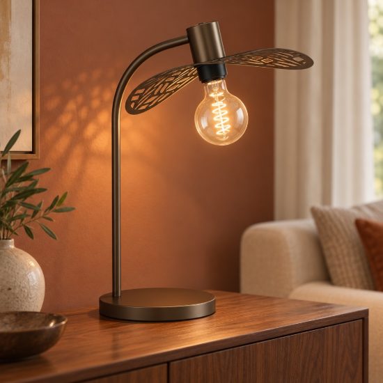 Eglo swaby lampada moderna da tavolo rotonda bronzo per soggiorno