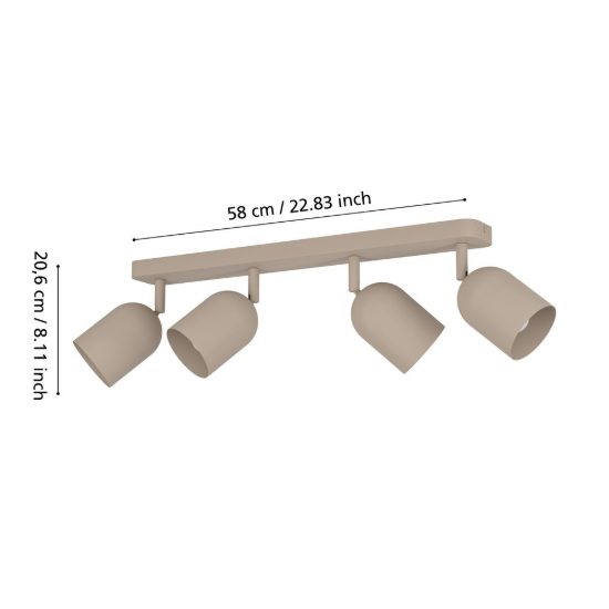 Eglo tilston plafoniera 58cm per soggiorno sabbia