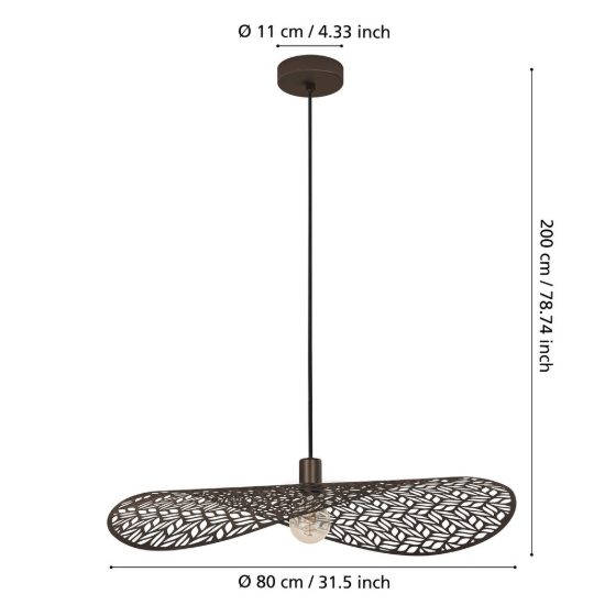 Eglo swaby lampadario per cucina moderno a sospensione rotondo bronzo 80cm