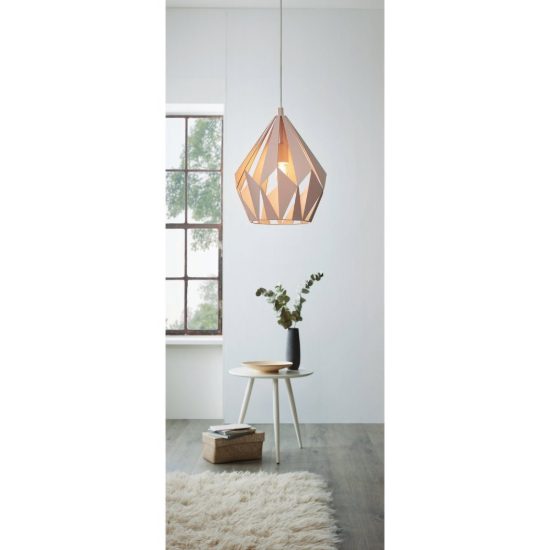 Eglo carlton p lampadario a sospensione 31cm goccia albicocca pastello per ingresso