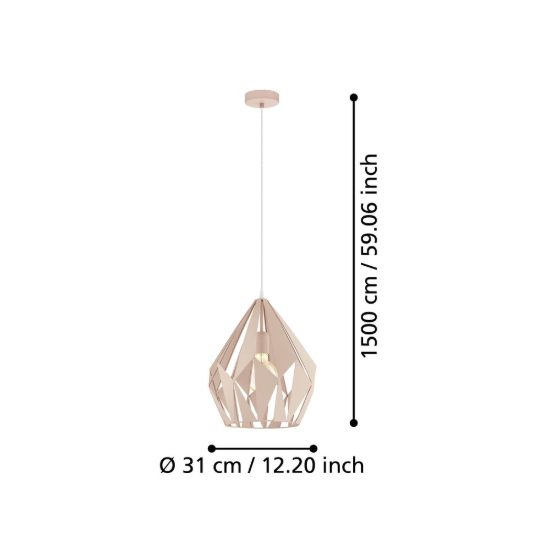 Eglo carlton p lampadario a sospensione 31cm goccia albicocca pastello per ingresso