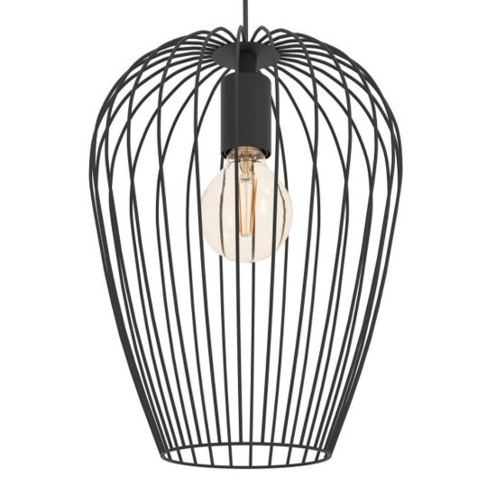 Eglo newtown lampada a sospensione vintage per sala da pranzo nera a gabbia 27,5cm