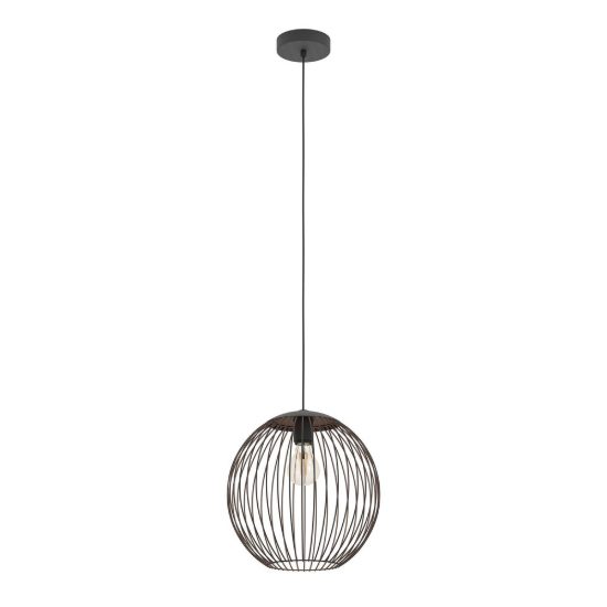 Eglo almanzora lampadario sfera industriale a sospensione nero rame per ingresso 32cm