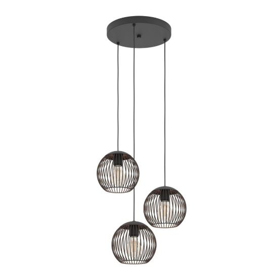 Eglo almanzora lampadario a sospensione per cucina lineare nero rame 3 luci 47cm