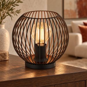 Eglo almanzora abat-jour per camera da letto sfera industriale nero rame