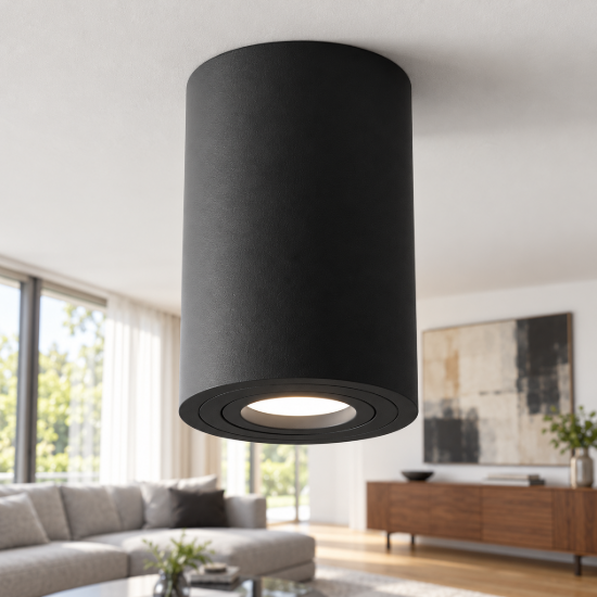 Maytoni atom faretto da soffitto cilindrico nero gu10 orientabile