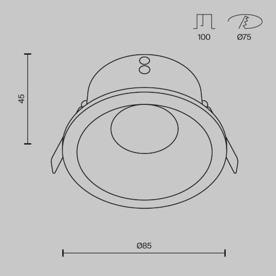 Maytoni zoom faretto da incasso per bagno ip65 tondo gu10 nero