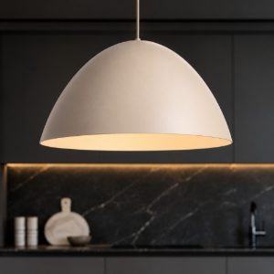 Lampadario cupola di metallo 50 cm sabbia per cucina